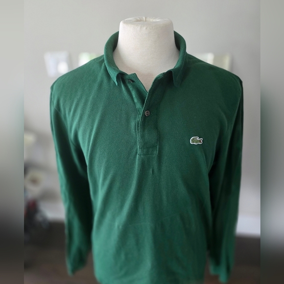 Men's XL Lacoste Long Sleeve Green Polo - Picture 3 of 5